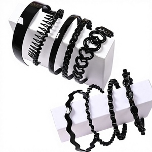 Serre-tête noir ondulé tendance pour femmes coréennes, accessoire de coiffure simple pour <span class=keywords><strong>mariage</strong></span>, peint par pulvérisation, pour le lavage du visage et le maquillage - Product Image 1