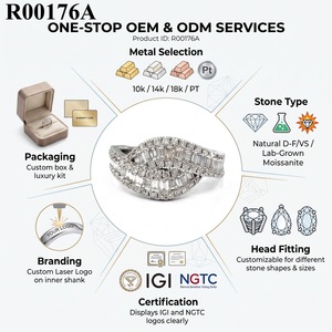Anillo Cruzado de Oro Blanco Sólido de 18K con Diamantes Naturales Redondos y Baguette, Engaste de Canal de Dos Bandas, Personalizado OEM ODM - Product Image 5