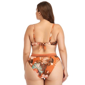Maiô Vintage Personalizado em Duas Peças com Estampa Floral, Maiô de Cintura Alta para Mulheres Plus Size, Conjunto de Biquíni para Mulheres Gordinhas - Product Image 2