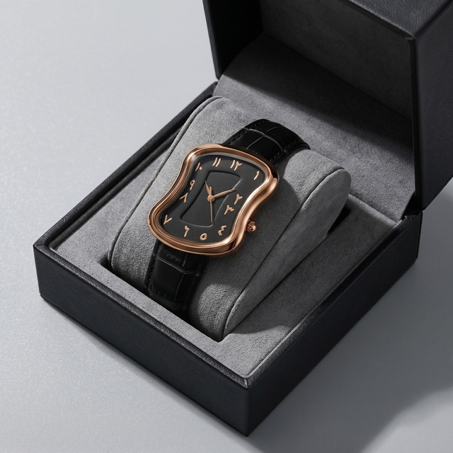 New Retro Light Luxury Quartz Watch for Ladies, Unique Irregular Dissolved Dial, Waterproof All-match Fashion Wrist Watch