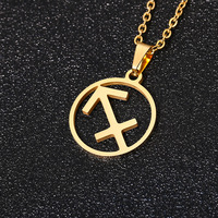QH gros plaqué or Cz astrologie collier lettre signe bijoux en acier inoxydable 12 collier du zodiaque