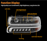 Faros Delanteros LED DRL Negros + Luces de Parachoques, Faro Delantero LED de Proyección de Luz Alta/Baja para Chevy Silverado 199-2002/Tahoe Suburban 2000-2006