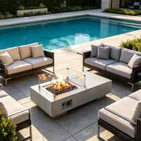 Table de café à foyer au gaz avec certification CE pour la décoration de jardin, table de feu moderne très vendue, chauffage extérieur protégé contre le vent