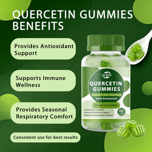 Private Label OEM Quercetin <b>Gummies</b> with Bromelain <b>Vitamin</b> C Zinc & Elderberry Respiratory Comfort Antioxidant & Immune Wellnes - Product Image 3