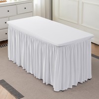 Nappe extensible carrée 4ft/6ft en polyester/spandex, lavable, anti-poussière, avec jupe de table cocktail