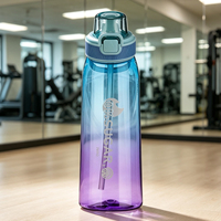 Bouteille en plastique Tritan+PP sans BPA de qualité alimentaire avec logo personnalisé, options de parfum, emballage en carton, design de couvercle rebondissant pour la randonnée, le camping et la salle de sport