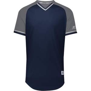 เสื้อกีฬาเบสบอลคอวีคลาสสิกของผู้ชายกีฬาออกแบบได้ตามต้องการสไตล์วินเทจ Dri-Power ความชื้น-wicking ซอฟต์บอลสวมทอร์โตชื่อทีม - Product Image 1