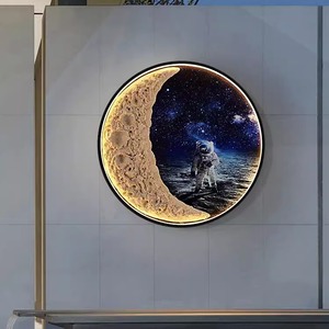 <span class=keywords><strong>Lampe</strong></span> murale solaire extérieure en aluminium, motif lune, à brancher, trois couleurs, pour jardin, écran mural, fond, nouveau style, ciel étoilé - Product Image 2