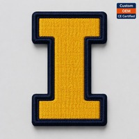 Patch brodé 3D personnalisé lettre I, thermocollant, à bords découpés, pour uniforme, commande en gros