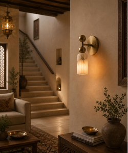Modern Bronze Wall Sconce with Off-<b>White</b> Glass Cylindrical <b>Shade</b> LED Warm <b>White</b> <b>Light</b> for Living Room - Product Image 5