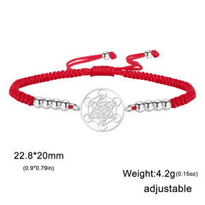 Bracelet en acier inoxydable plaqué or 18 carats, cube <span class=keywords><strong>de</strong></span> <span class=keywords><strong>Metatron</strong></span>, sceaux <span class=keywords><strong>de</strong></span> géométrie sacrée des archanges, bijoux ajustables pour femmes et hommes - Product Image 3