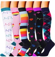 Chaussettes de compression médicale OEM personnalisées 20-30 mmHg, haute qualité, hauteur genou, respirantes, pour la santé, l'avion et le sport