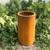 Grands pots à fleurs ronds en acier corten de 2 mm d'épaisseur pour la maison et le jardin
