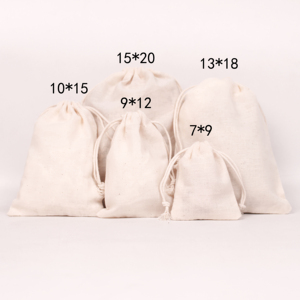 Túi Cotton Muslin Dây Rút Bằng Cotton Mỹ Phẩm Quả Hạch & Hạt Thực Phẩm Bánh Quy Logo Túi Dây Rút 15*20Cm Thân Thiện Với Môi Trường Có Thể Gập Lại - Product Image 3