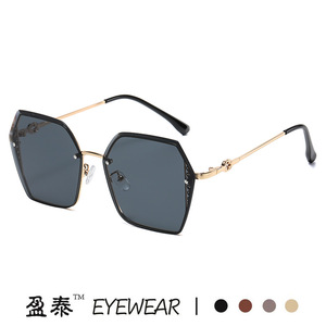 Yingtai Eyewear Polygonal Frameless <b>Sunglasses</b> Metal Frame <b>Gradient</b> Lens UV400 Women Fashionable Sunshades - Product Image 4