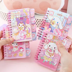 New HK Kitty Cat Stationary Kawaii Pochiacco Notebook Melofi Fidget Journal Anime Carton Loop Loose Leaf Notebook Stationary