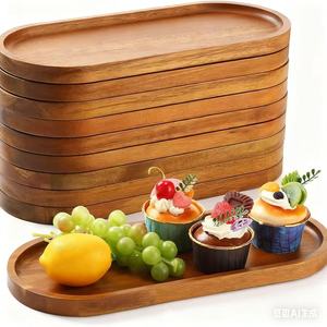 Wooden Serving <b>Tray</b> Set For Cakes Desserts <b>Tea</b> Household Use Eco Friendly - Product Image 5