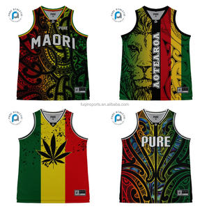 Баскетбольные майки FQ Custom в стиле регги с мотивом льва и листьев, молодежная форма для баскетбола Aotearoa, сублимационная печать - Product Image 2