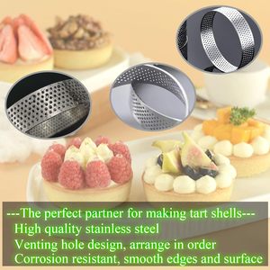 Stainless Steel Perforated Round Baking <b>Cake</b> <b>Mold</b> Porous Mousse Pastry Tart <b>Cake</b> Ring Kitchen Baking Accessories - Product Image 3