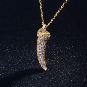 Nuevo Lanzamiento: Collar con Colgante de Diente de Lobo Chapado en Oro con Circonita Cúbica, Colgante de Diente de Elefante de Plata - Product Image 5