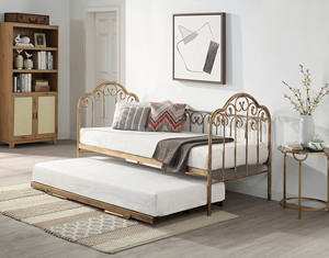 <strong>Metal</strong> <strong>Daybed</strong> with Pull Out Trundle Space Saving Guest Bed No Tools Needed for Assembly - Product Image 1