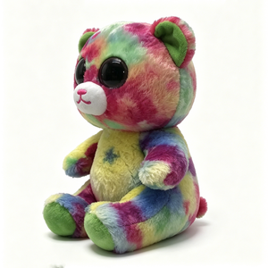 Ours en peluche arc-en-ciel tie-dye coloré personnalisé - Animal en peluche doux et moelleux avec de grands yeux scintillants - Product Image 5