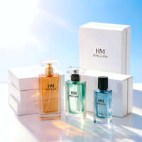 Vente en gros de flacons de parfum en verre rectangulaires plats HANMING HH-269 30ml 50ml 90ml 100ml avec impression sérigraphique et couvercle en plastique personnalisé
