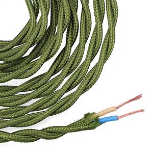 Cavo tessile intrecciato H03VV-F 2x0,75 mm verde, 5 m, ideale per connessioni elettriche e decorazione. - Product Image 1