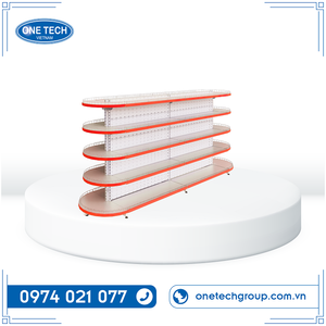 Étagère gondole à 4 niveaux avec capot d'extrémité Vietnam One Tech, légère, ovale, sans dossier, pour supermarché, blanche, personnalisable - Product Image 3