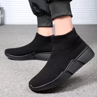 Chaussures décontractées pour hommes de haute qualité, légères, chaussures d'hiver à chaussettes, chaussures mi-hautes, chaudes, à enfiler, semelles souples, chaussures de course