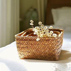 空ゴルフギフトバスケット生地裏地付きバスケット薬局長方形織りラタン小さなメッシュランドリーバッグ - Product Image 4