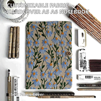 Carnet A5 personnalisable de haute qualité, couverture rigide en tissu, 100 feuilles, couleur personnalisée, broderie de logo, pour notes professionnelles, portable