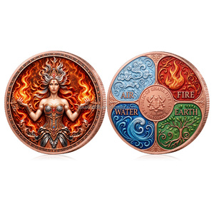 Moneda Conmemorativa Redonda <span class=keywords><strong>de</strong></span> Cobre Puro 999 <span class=keywords><strong>de</strong></span> 1oz con Relieve en Relieve <span class=keywords><strong>de</strong></span> las 4 Estaciones (Agua, Bosque, Fuego, Viento) - Medalla <span class=keywords><strong>de</strong></span> Recuerdo - Product Image 4