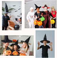 Nuevo Sombrero de Bruja Negro de Tela para Halloween, Accesorio de Disfraz, Cosplay para Adultos, Artículos para Fiestas