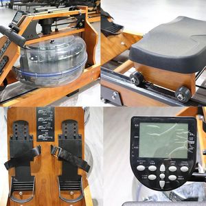 Máquina de Remo Plegable de Madera y Goma de Alta Resistencia con Capacidad de Carga de 200 kg, Equipo de Fitness Cardiovascular para Interiores - Product Image 5