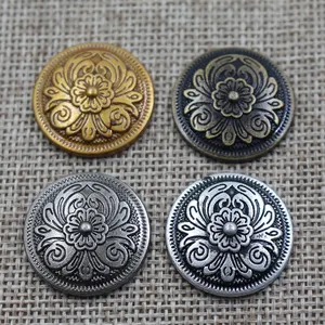 Custom high quality flower pattern antique embossed logo metal denim rivets for handbag