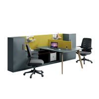 Meubles de bureau modernes pour 2 personnes, cloison de travail durable pour ordinateur portable, poste de travail de bureau avec armoire de rangement partagée