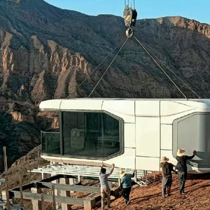 Fournisseur fiable de maisons conteneurs préfabriquées modernes en forme de capsule spatiale, 2 chambres, salon, bar à domicile, sous-sol extérieur, blanc - Product Image 4
