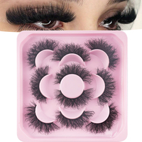 5 paires de faux cils ultra-volumineux en faux vison, effet spectaculaire, bande noire douce et légère, pour scène et soirée E14