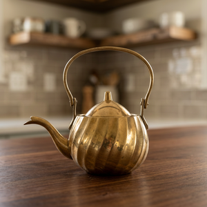 <b>Vintage</b> Brass Tea <b>Kettle</b> With Lid Metal Handle Water Pot <b>Kettles</b> - Product Image 5