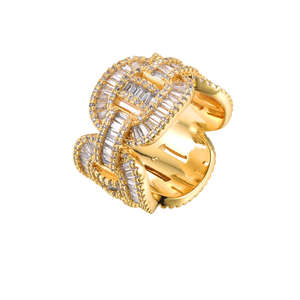 Bagues vintage hip-hop des années <span class=keywords><strong>90</strong></span> en laiton incrusté de zircon et pierres de synthèse, plaquées argent/or 18 carats pour hommes - Product Image 1