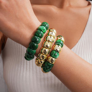 Ensemble de 3 bracelets extensibles de luxe en alliage de métaux précieux, forme de boule, pour homme et femme, cadeau d'anniversaire de mariage - Product Image 1