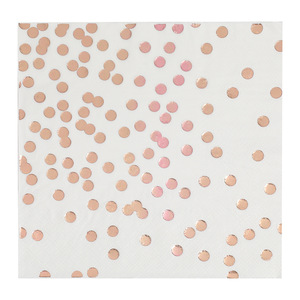 Gold Stamped Polka Dot Rose Gold Paper Napkins 330mm White Wedding Party Disposable Serviettes - Product Image 5