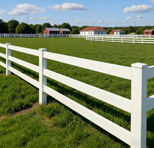Valla Económica de Vinilo PVC Blanco de 3 Rieles para Caballos - Ecológica y Certificada de 4.5 pies de Altura - Product Image 3