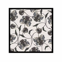Tapis de Mahjong Vintage Gris Noir à Motifs Floraux Antidérapant et Anti-bruit pour Table de Jeu Carrée