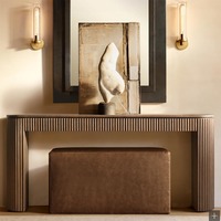 Vente directe d'usine, table console multi-tailles, bois de chêne noir massif naturel, tables consoles d'entrée en bois