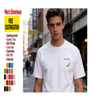 Kaos polos oversized katun berat 280g dengan pencucian vintage, logo digital personalisasi, motif hewan jalanan untuk pria
