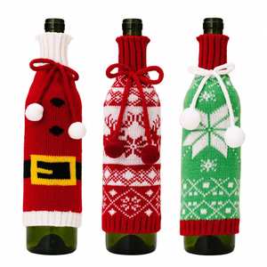 Artículos de Decoración Navideña - Fundas para Botellas de Champán y Vino Tinto con Diseños Creativos de Ciervos Tejidos, Decoraciones Festivas - Product Image 5