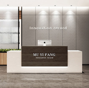 Modern Simple <b>Solid</b> <b>Wood</b> Semi Circular Reception <b>Desk</b> Hotel Lobby Beauty Salon Bar Counter Cashier <b>Desk</b> - Product Image 4