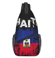 Sac bandoulière de haute qualité avec drapeau d'Haïti, personnalisable avec logo, sac de poitrine, sac à dos bandoulière, sac de voyage pour poitrine, en promotion